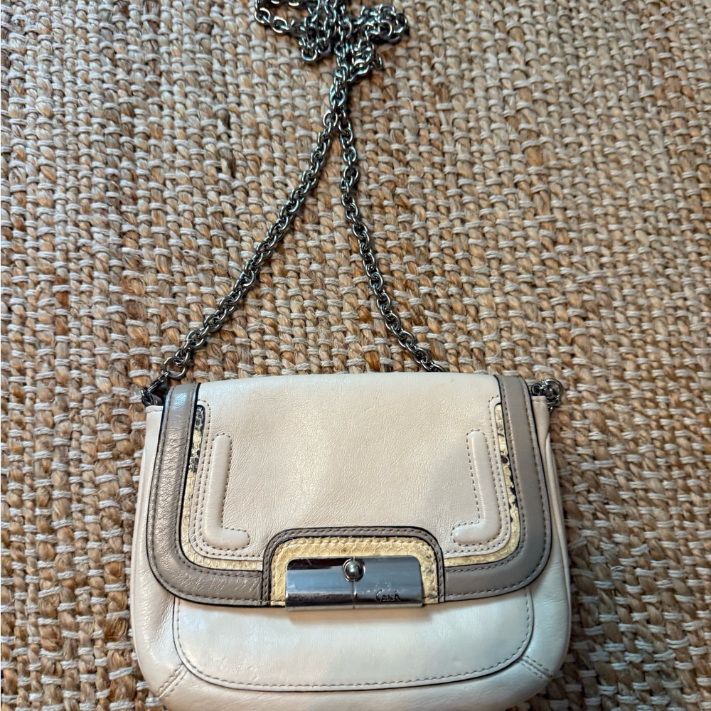 Coach Cream and Gray Crossbody Bag